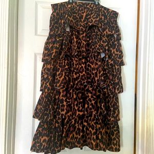 Jcrew leopard print tiered maxi skirt